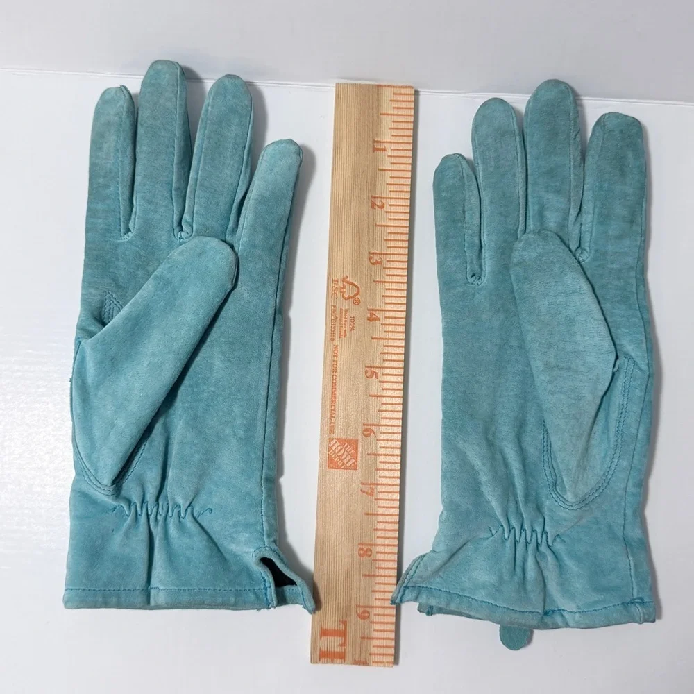 Suede Gloves Bright Aqua Teal SM